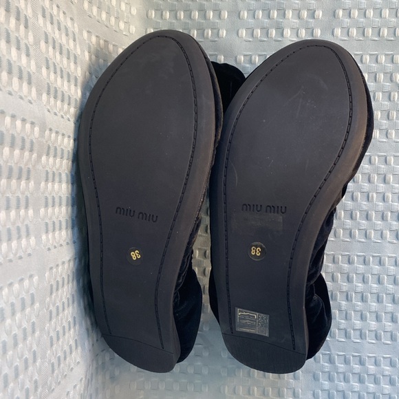 Miu Miu Velvet Bow Ballet Flat In Black - Picture 8 of 10